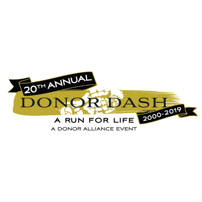 Donor Dash 20th Anniversary Logo cropped Donor Alliance